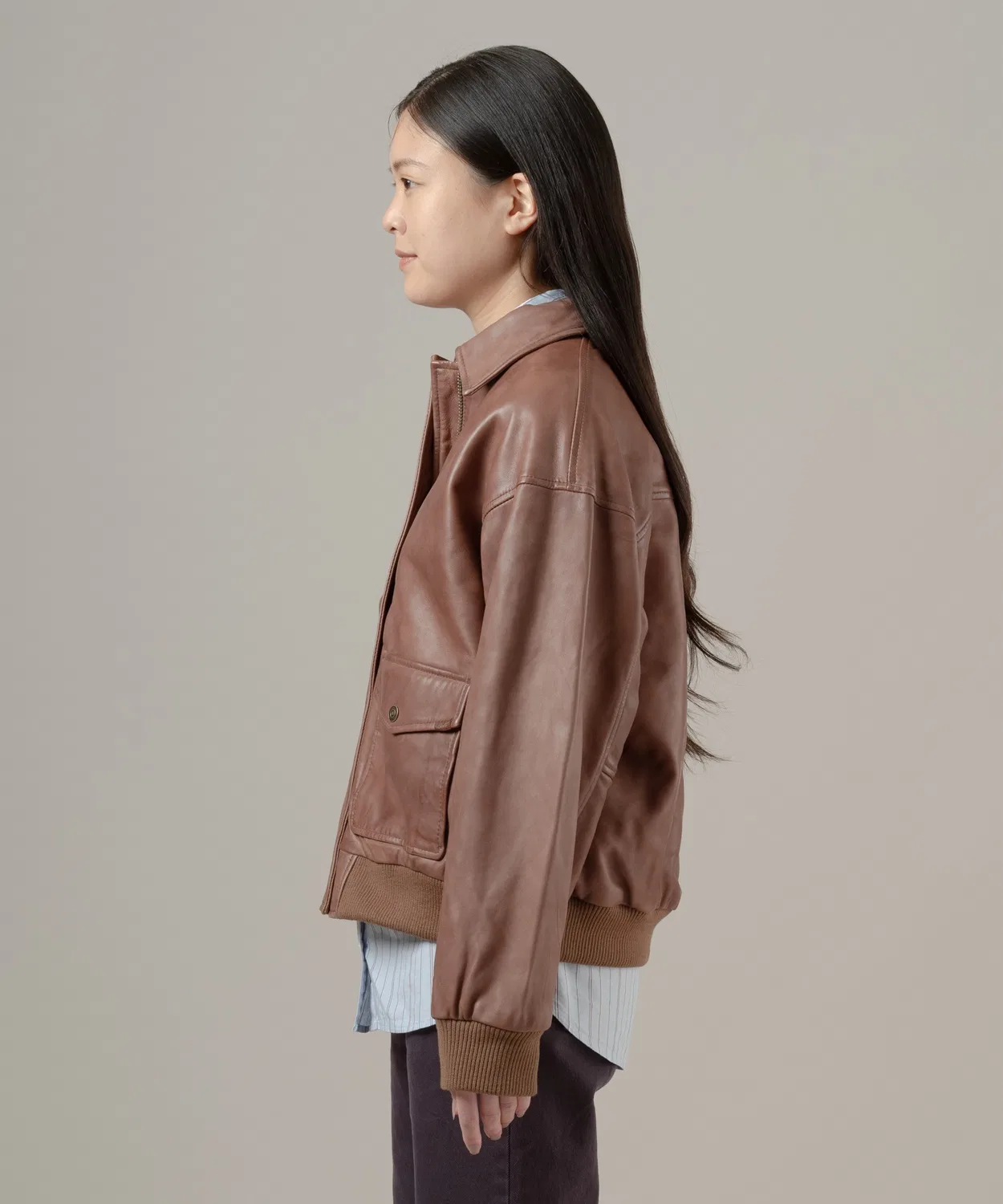 Куртка кожаная Levi's Kennedy Dad Jacket коричневая — фото 2