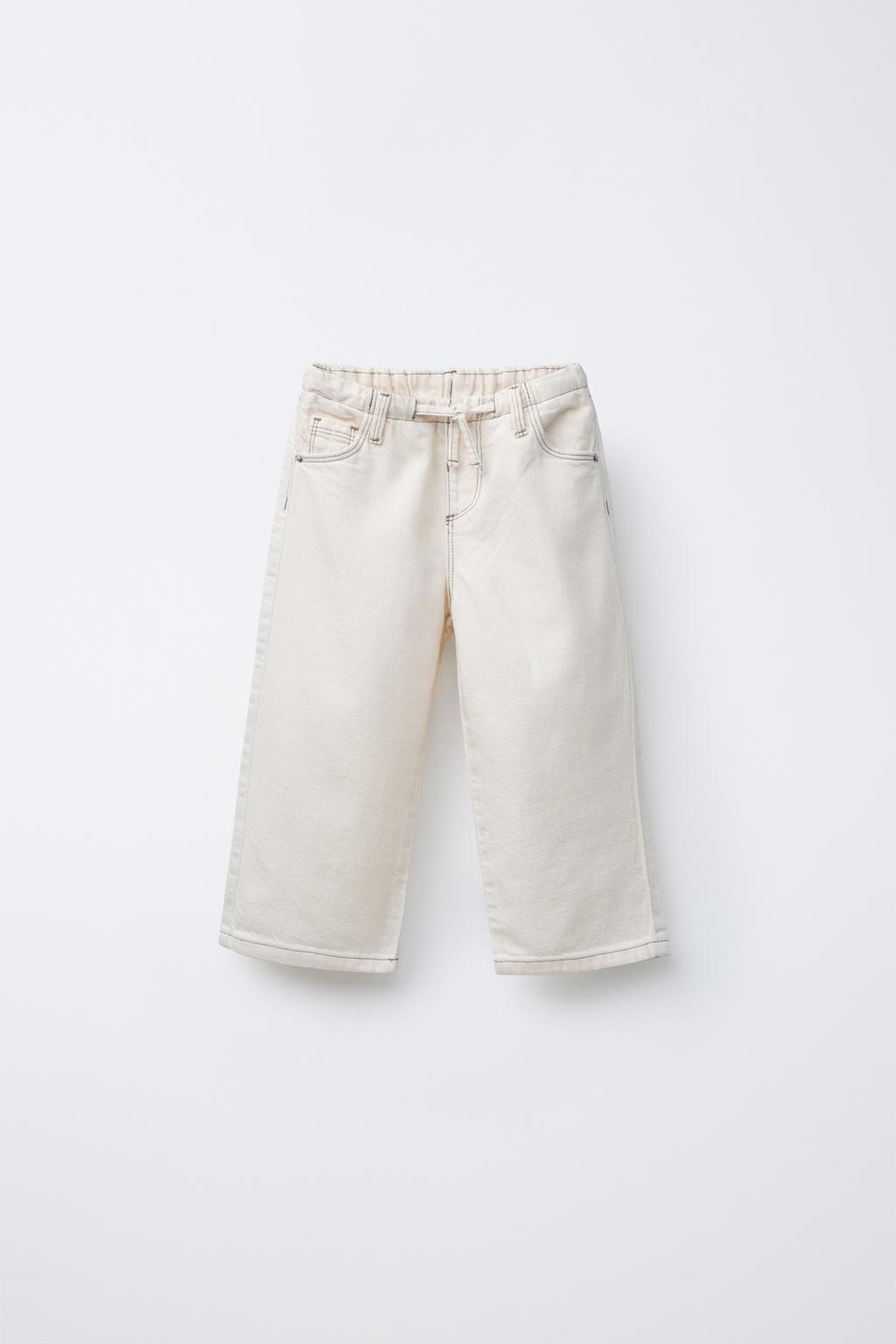 

Широкие саржевые брюки ZARA, экрю