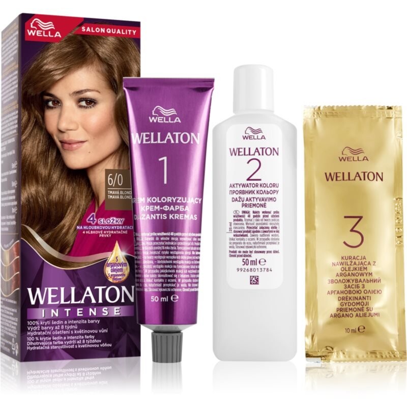 

Wella Wellaton Интенсивная стойкая краска для волос с аргановым маслом оттенок 6/0 Темно-русый 1 шт Inna Marka