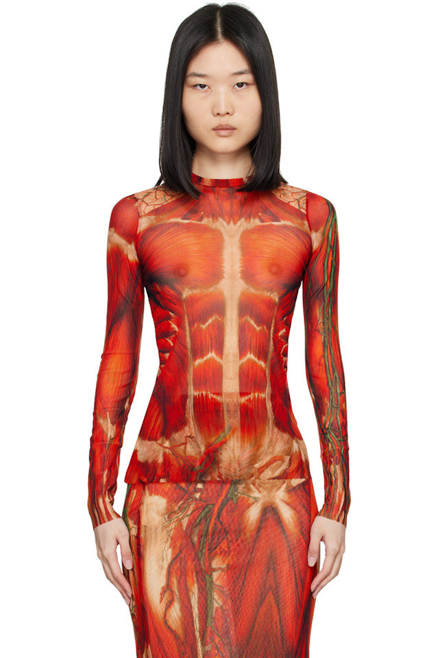 

Футболка с длинным рукавом "экорше" Jean Paul Gaultier, мультиколор