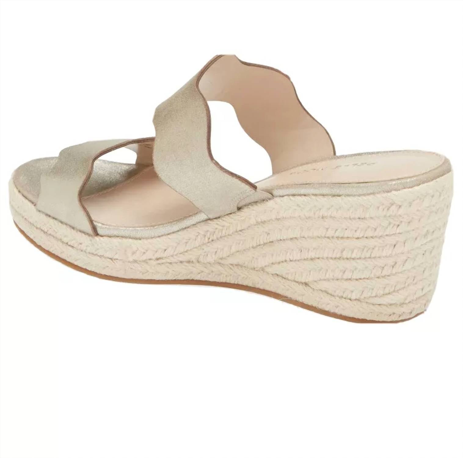 Женские босоножки Krew Wedge из платиново-золотой металлической замши PELLE MODA — фото 3