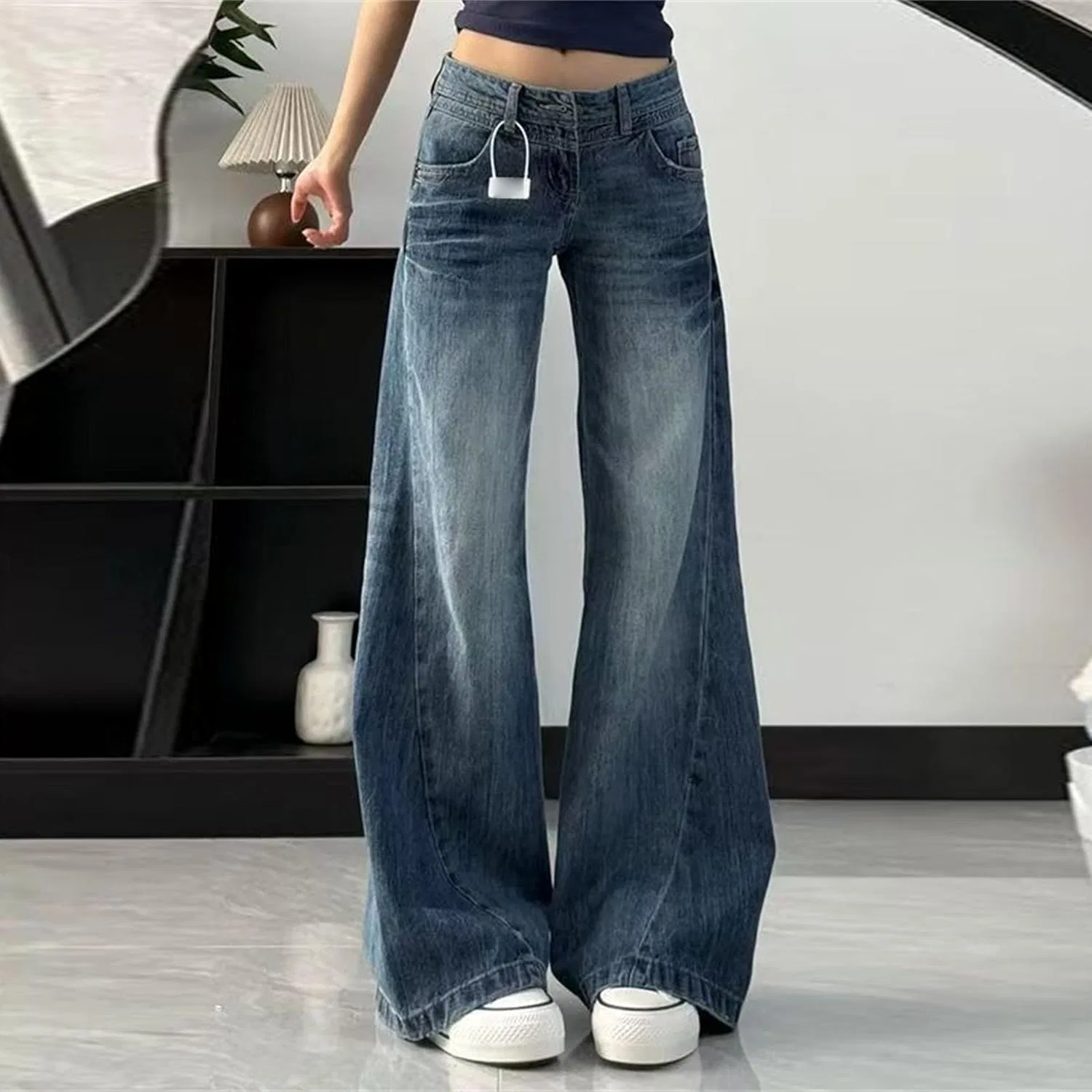 Джинсы свободные прямые Rise Jeans, синие — фото 2