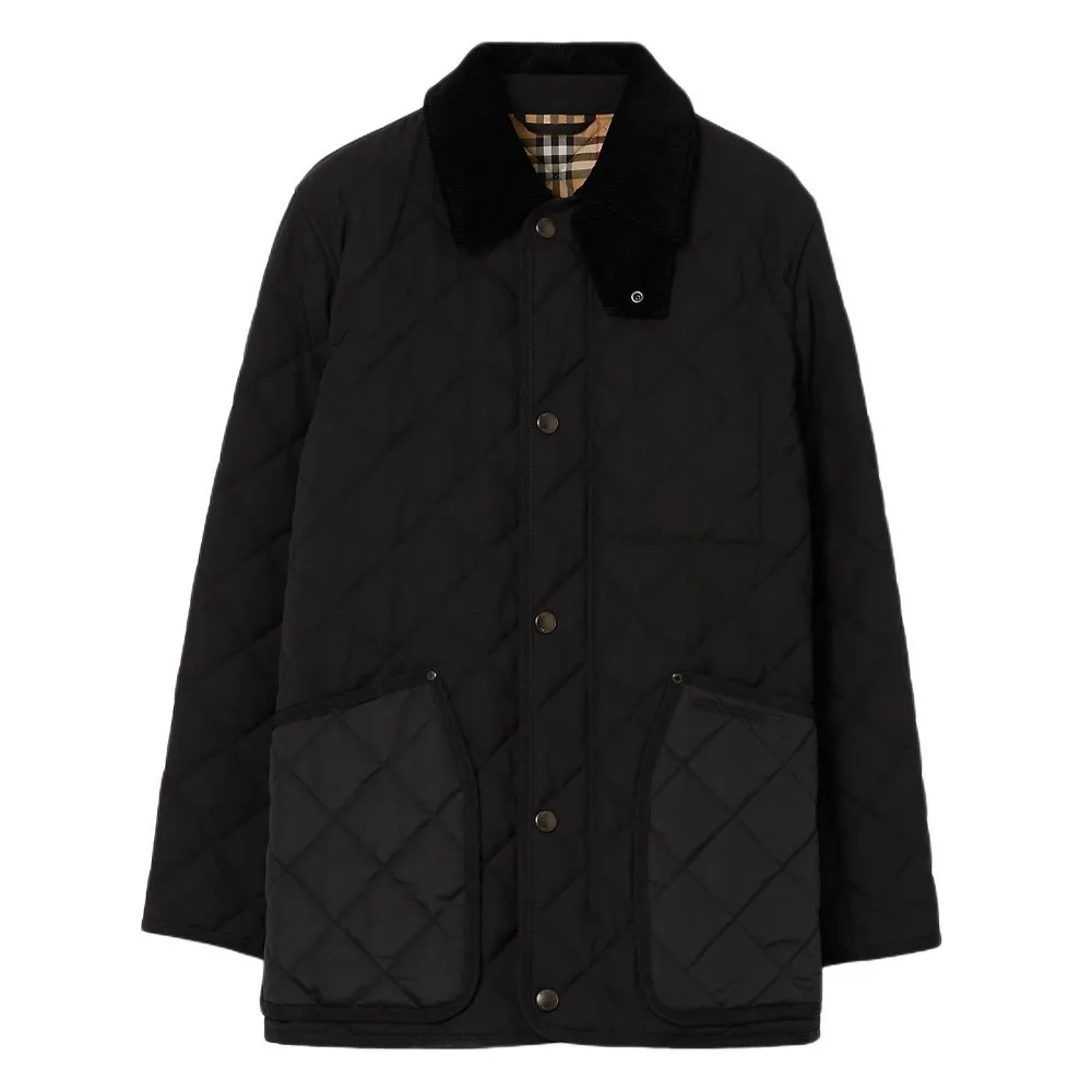 Куртка Burberry с вельветовым воротником и стеганой отделкой, черный