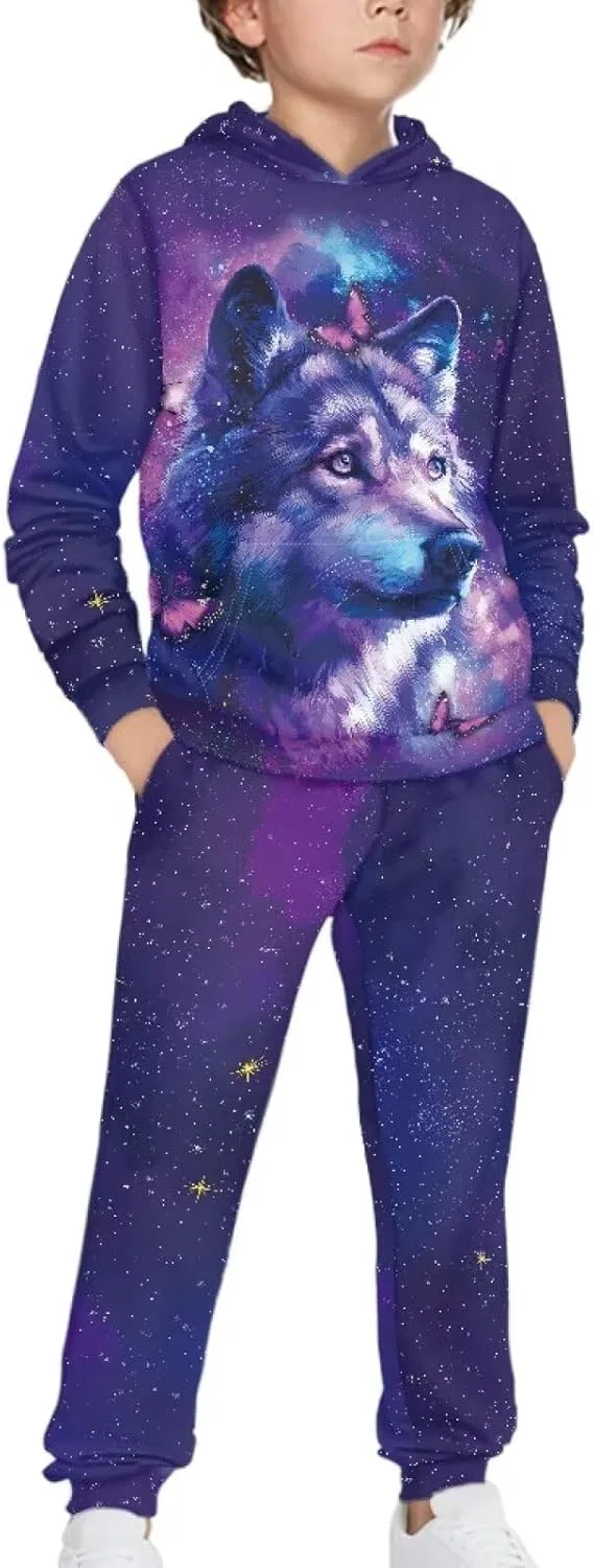 Детский спортивный костюм Galaxy Wolf Printed, толстовка и штаны — фото 2