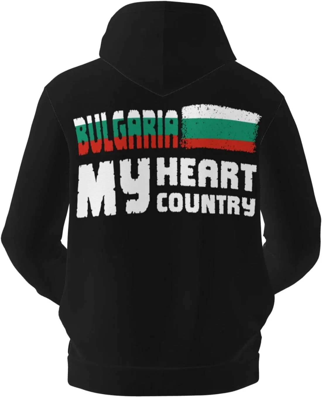 Мужская флисовая толстовка с капюшоном и карманом Bulgaria Bulgarian National Flag Generic, черный — фото 3