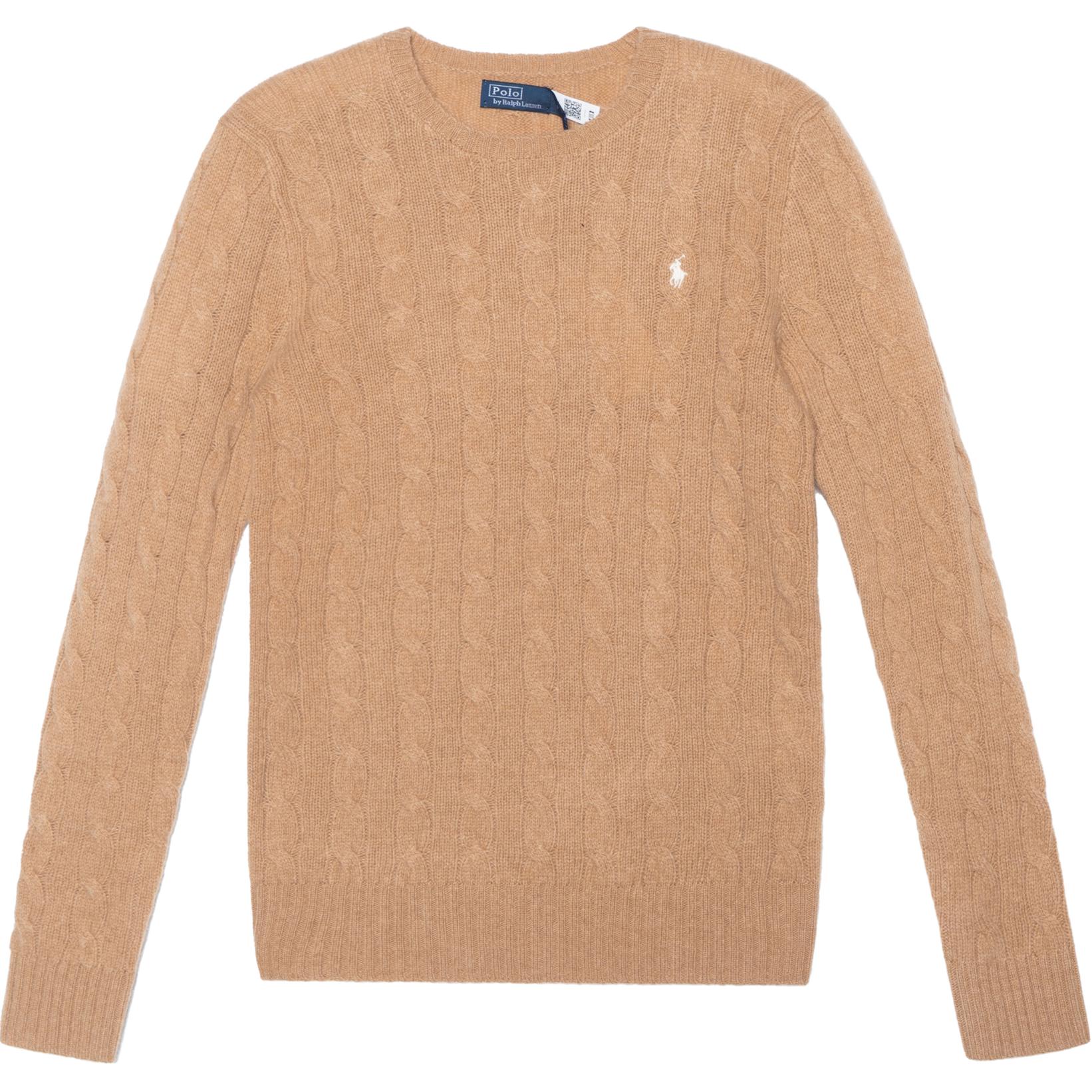 

Пуловер с вышивкой пони и косой вязкой Polo Ralph Lauren, верблюжий