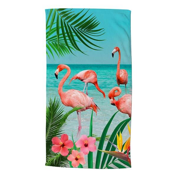 

Пляжное полотенце Good morning Flamingo, 100x180x1 см, бирюзовый