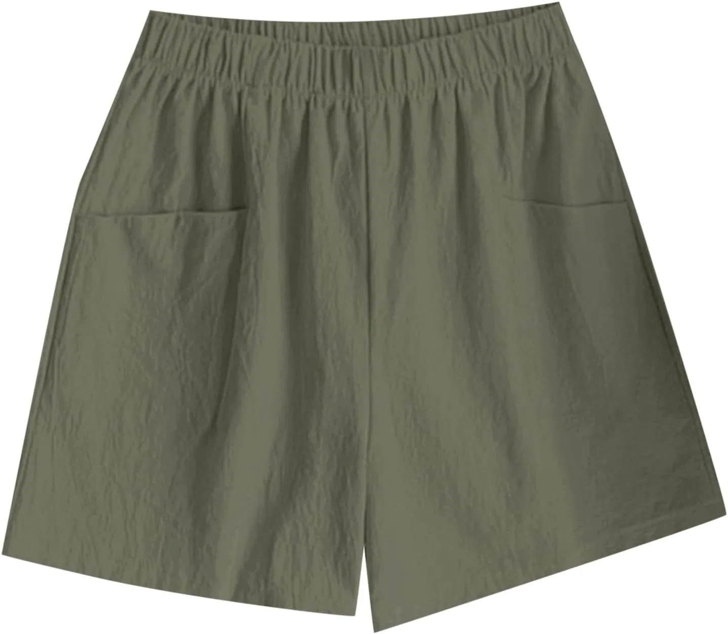 Шорты женские льняные с широкими штанинами, Army Green — фото 3