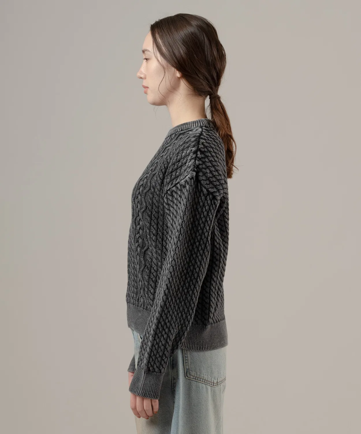 Свитер Levi's LEILAH кейбл-круговой вязаный, чёрный — фото 2