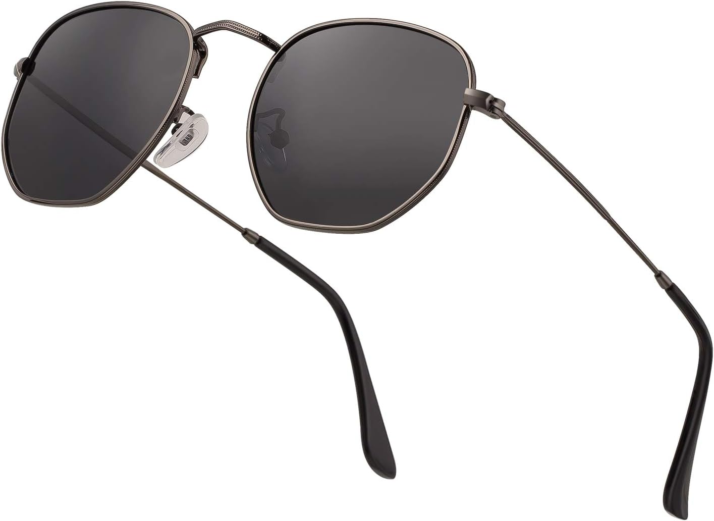 

Хипстерские шестиугольные поляризованные солнцезащитные очки для мужчин и женщин, геометрические квадратные, маленькие, в винтажном стиле, с металлической оправой, ретро-очки Htms, Grey Lens/Grey Frame