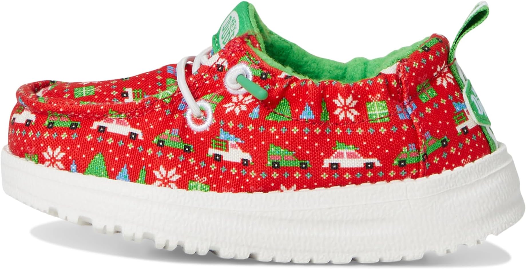 Кроссовки Hey Dude Kids  Lildude Holiday Sweater, Red/Green — фото 4