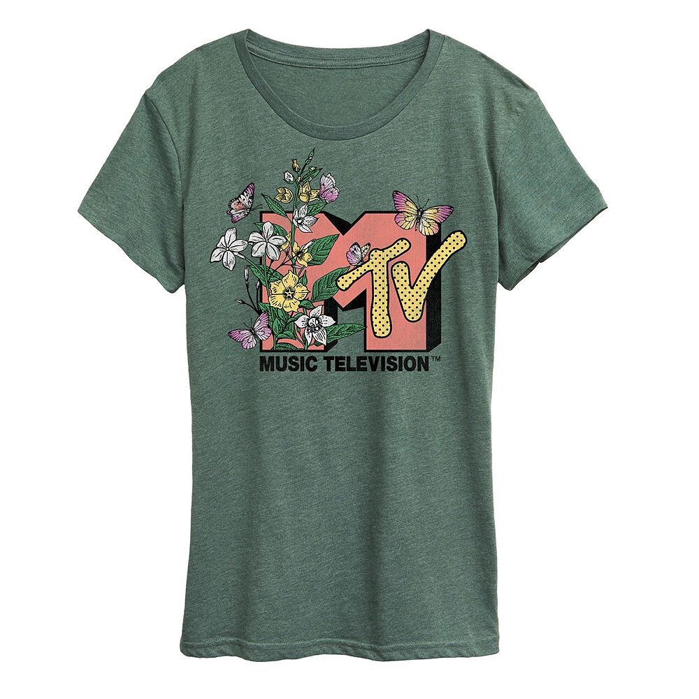 

Женская футболка с рисунком MTV Botanical Art Licensed Character, цвет Heather Green