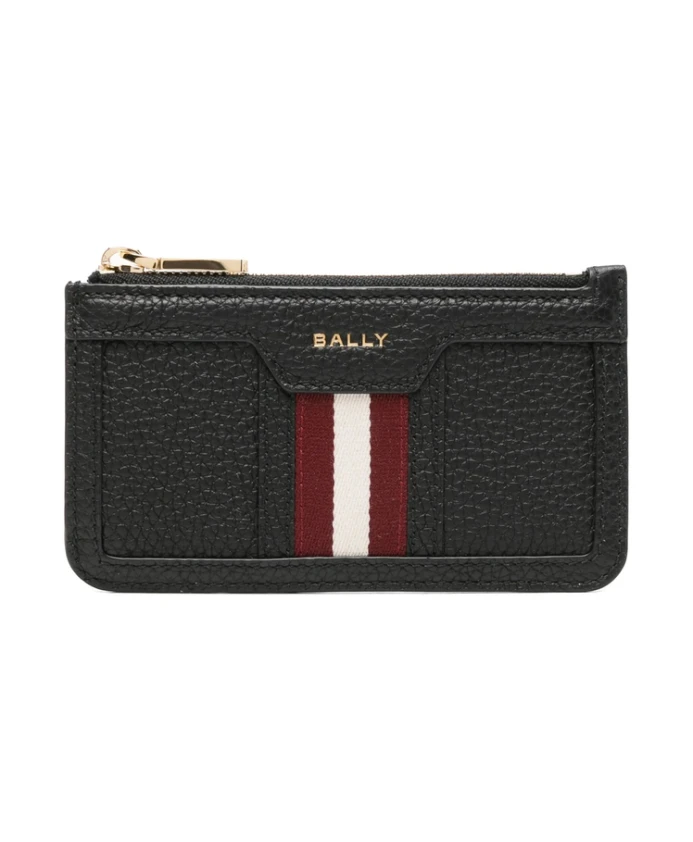 

Черный кожаный кошелек-кардхолдер на молнии Bally, черный