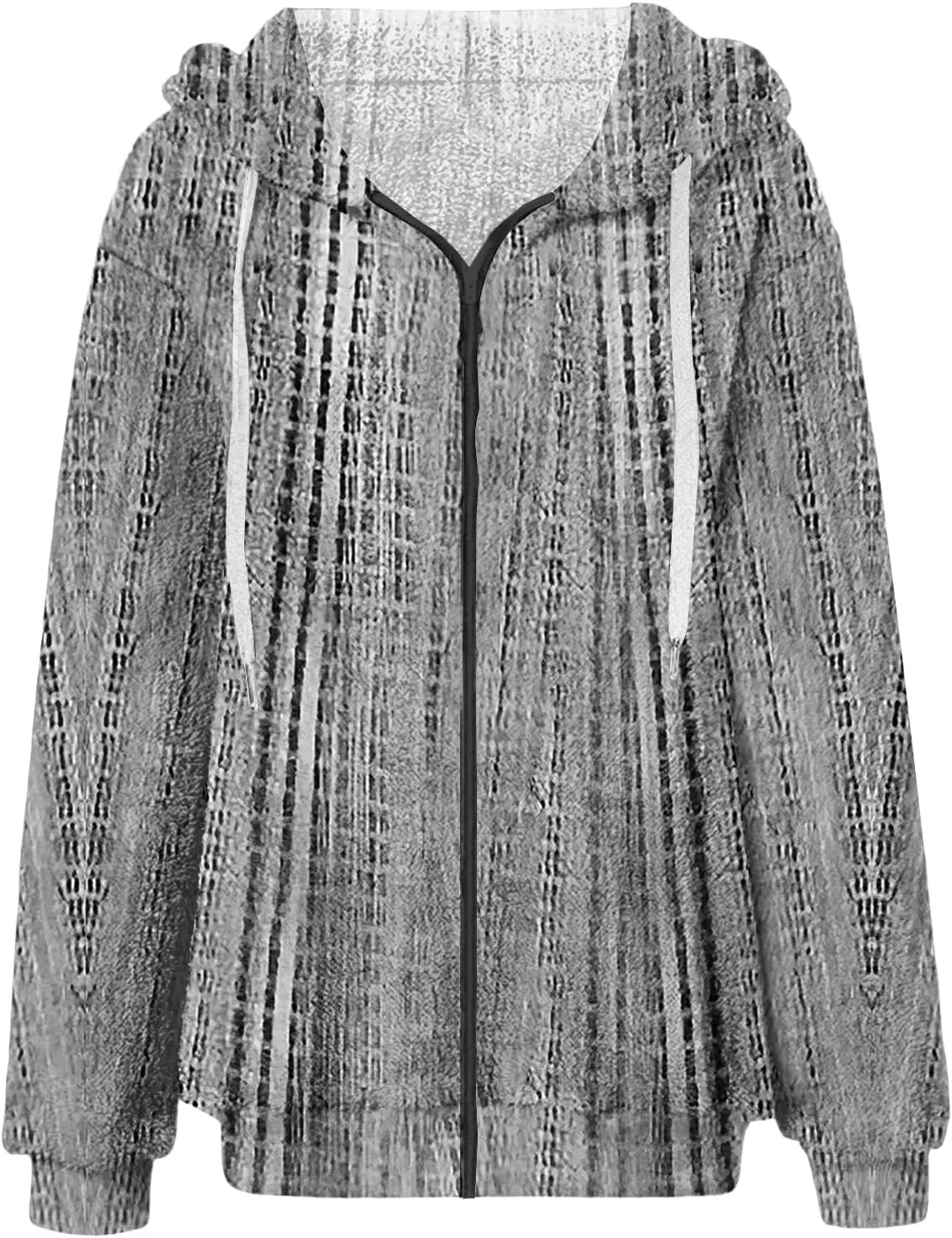 Женская флисовая кофта на молнии, с капюшоном, бренд Generic, цвет 3-gray — фото 4