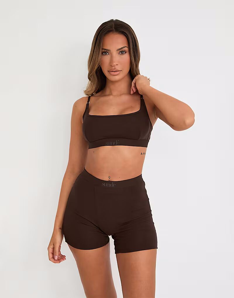 

Трусы-боксеры для девочек Sunde из хлопка/лиоцелла коричневого цвета Sundé