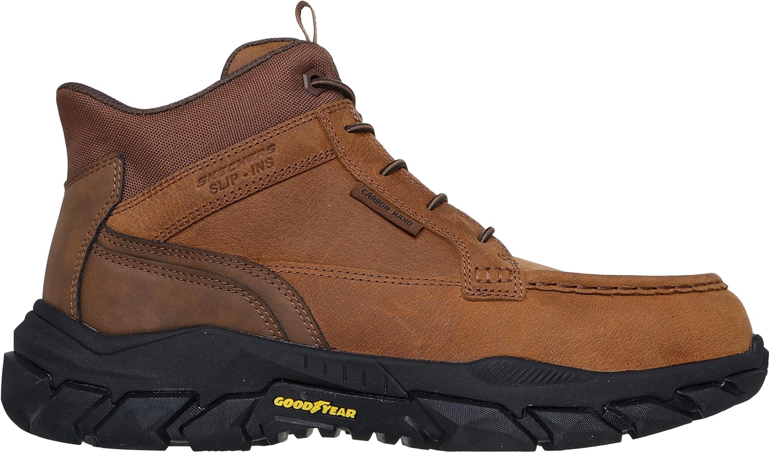 Мужские ботинки Skechers Santoro Moc Toe с удобной системой надевания без шнурков, коричневый — фото 2