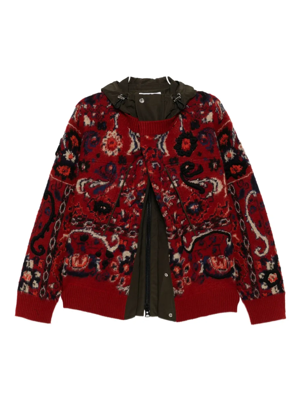 

Куртка-бомбер с цветочным жаккардом SACAI, красный