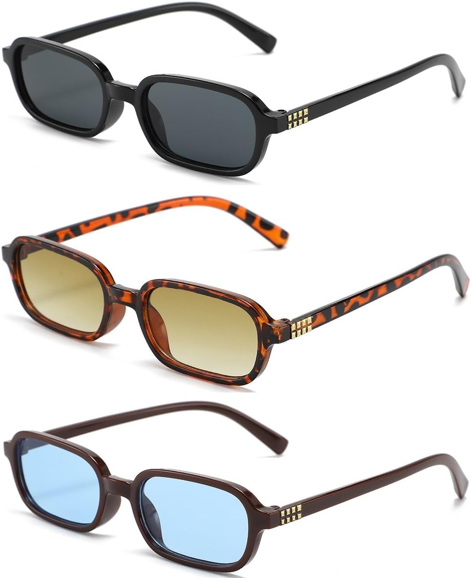 

Набор из 6 очков с леопардовым принтом — разноцветные солнцезащитные очки в геометрической оправе для женщин, модные аксессуары ENSARJOE, 3pcs Black Grey Bean Flower Tea Coffee Blue