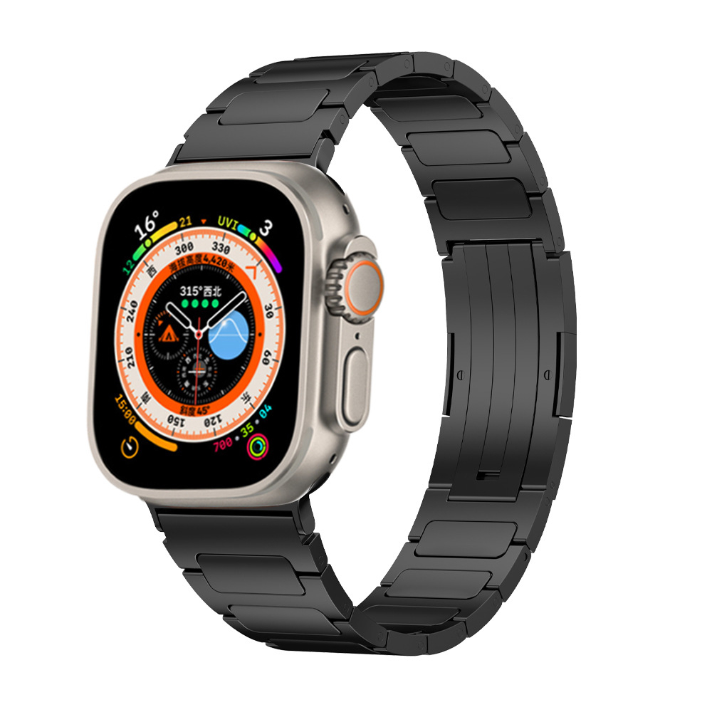

Akkerds Часы Strap Apple Compatibility Titanium Material Apple Watch IWatch S11/S10/S9/8/7/6/SE/Ultra 185mm 46 Watch Dial, 【Strap only】Black I-shaped Mars titanium strap