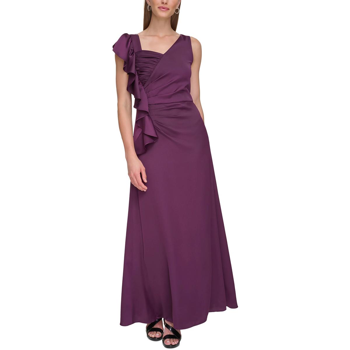 

Женское атласное каскадное вечернее платье с оборками DKNY