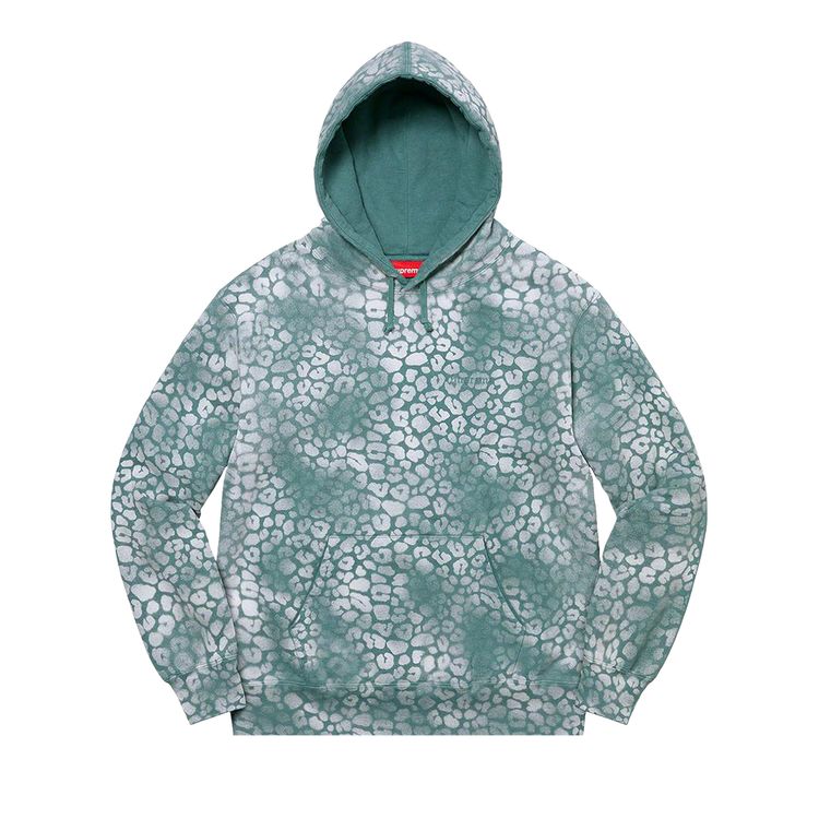 

Толстовка Supreme Bleached Leopard Hooded Sweatshirt Dusty Teal, синий