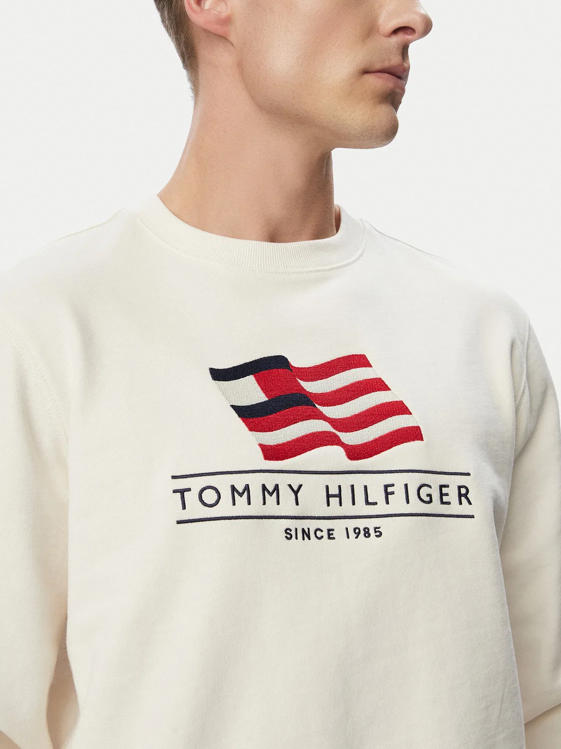 Мужская толстовка стандартного кроя Main Flag Tommy Hilfiger, светло-бежевый — фото 4