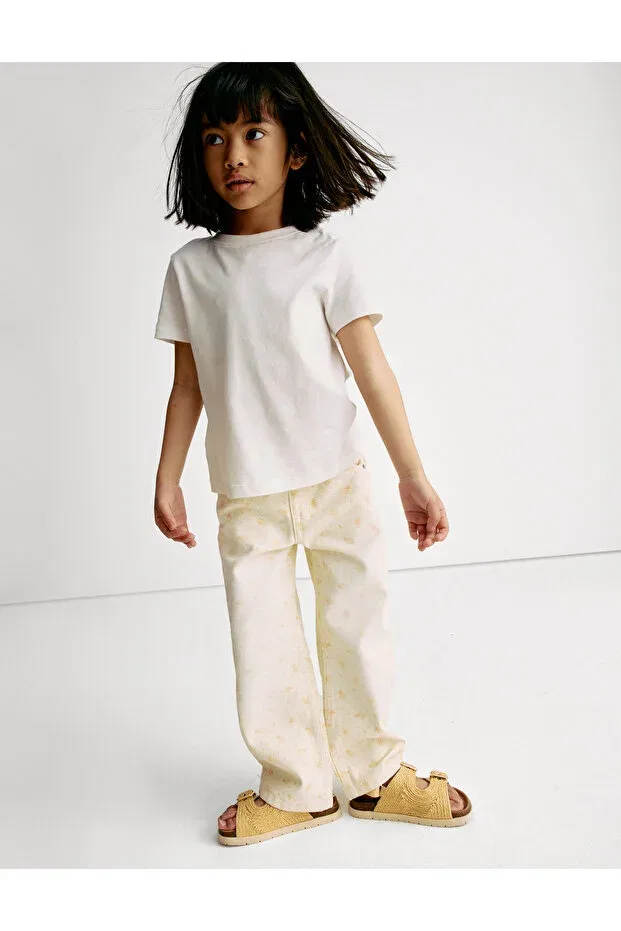 Детские джинсы для девочек с широкими штанинами Pure cotton wide leg jeans Marks & Spencer, Sarı