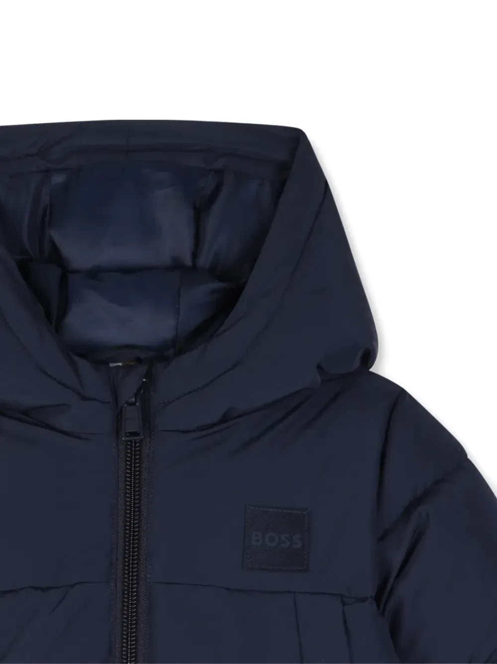 Стеганая куртка с капюшоном Boss Kidswear, синий — фото 3