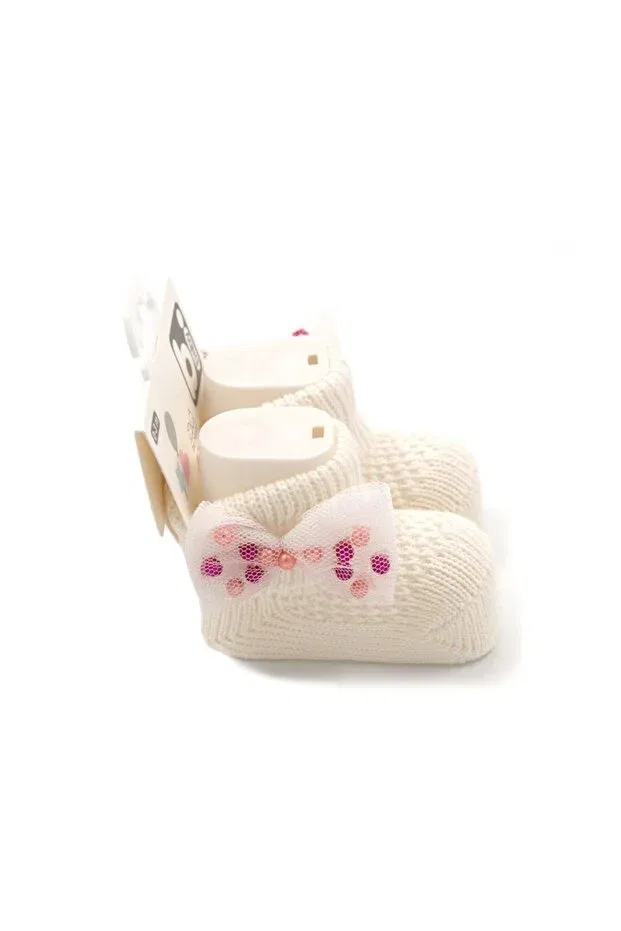 Детские носки для новорожденных хлопковые Bow baby socks Bibaby, Ecru — фото 2
