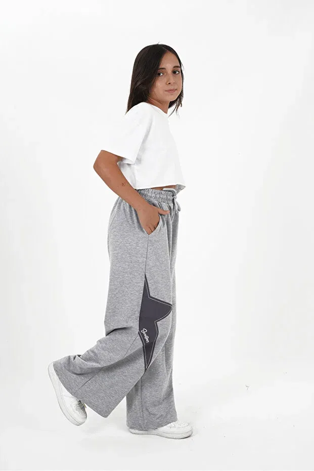 Детские брюки для девочек с вышивкой Jogger Pants Haykids, Gray