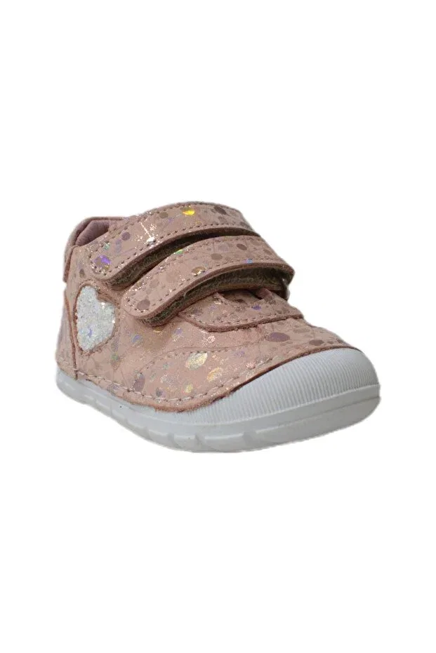 Детские туфли для новорожденных с геометрическим принтом Hearted Velcro First Step Shoes Ilhan Paşaoğlu, Beige — фото 2