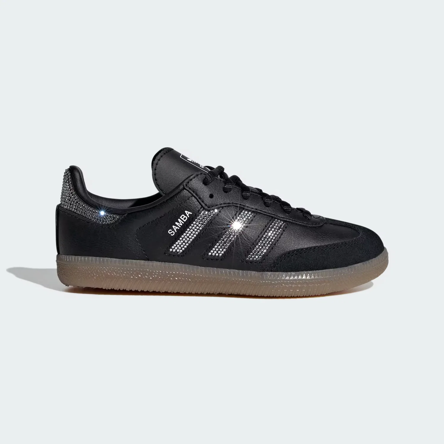 Детские кроссовки из кожи с замшевыми деталями SAMBA OG Adidas Originals, черный/серебристый