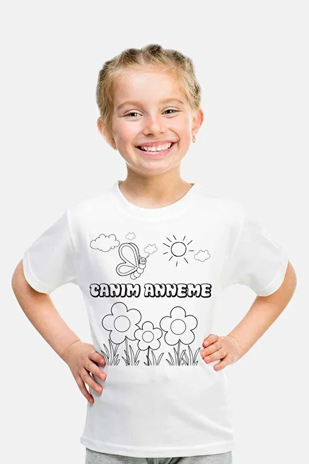 Детская футболка для девочек с принтом My dear mother t-shirt painting Bammerz, White — фото 2