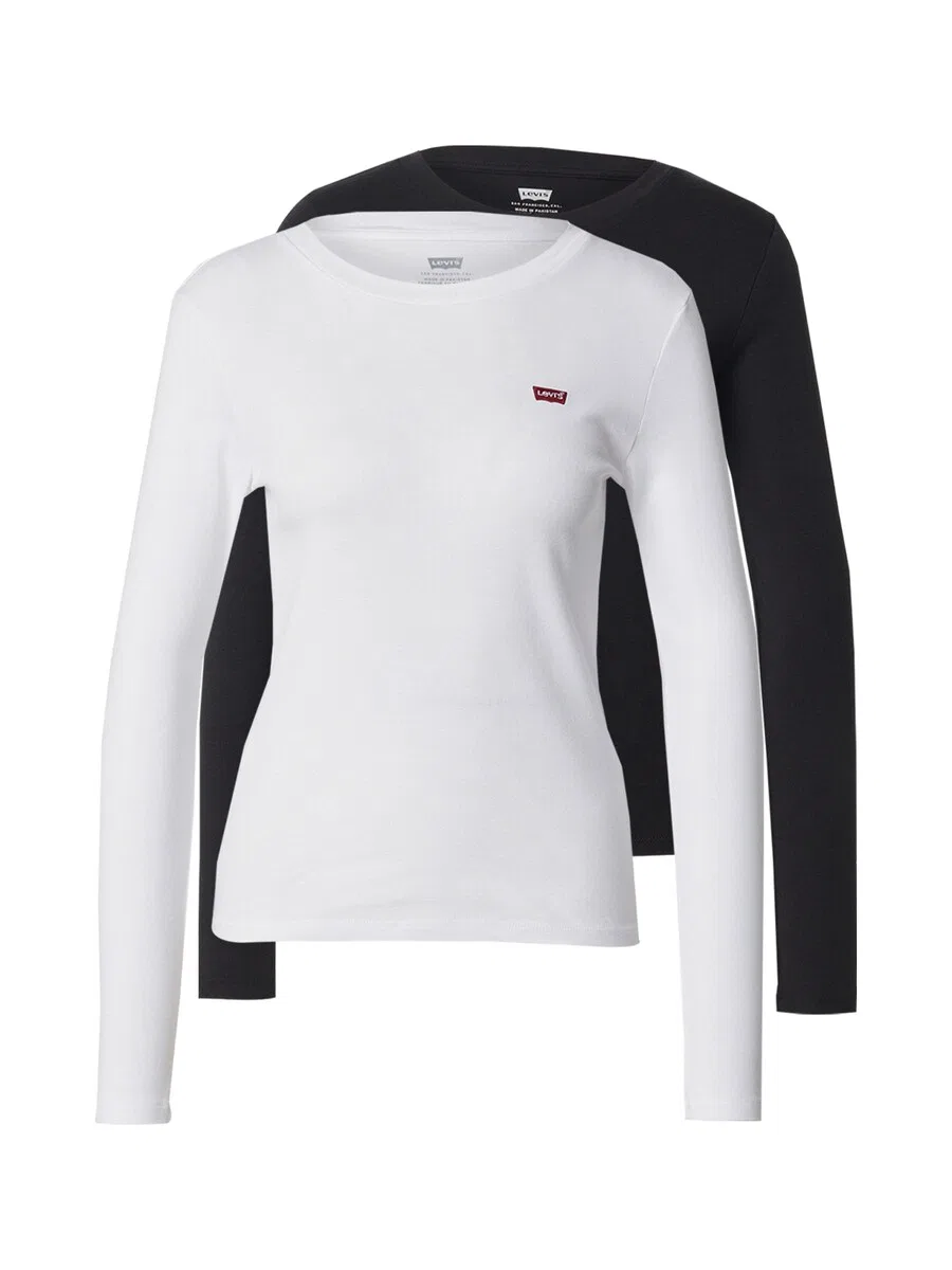 Комплект из двух футболок с длинным рукавом LEVI'S «Essential Long Sleeve Tee» черного и белого цвета