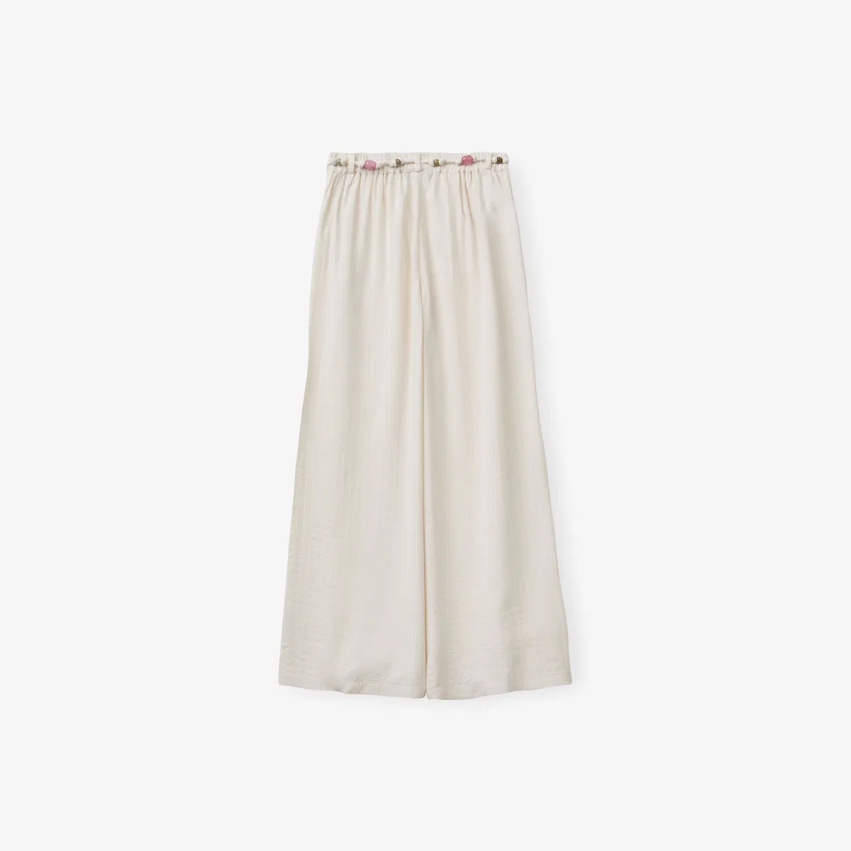 Широкие брюки с поясом, тканые, 10-13 лет Benetton, белый — фото 3