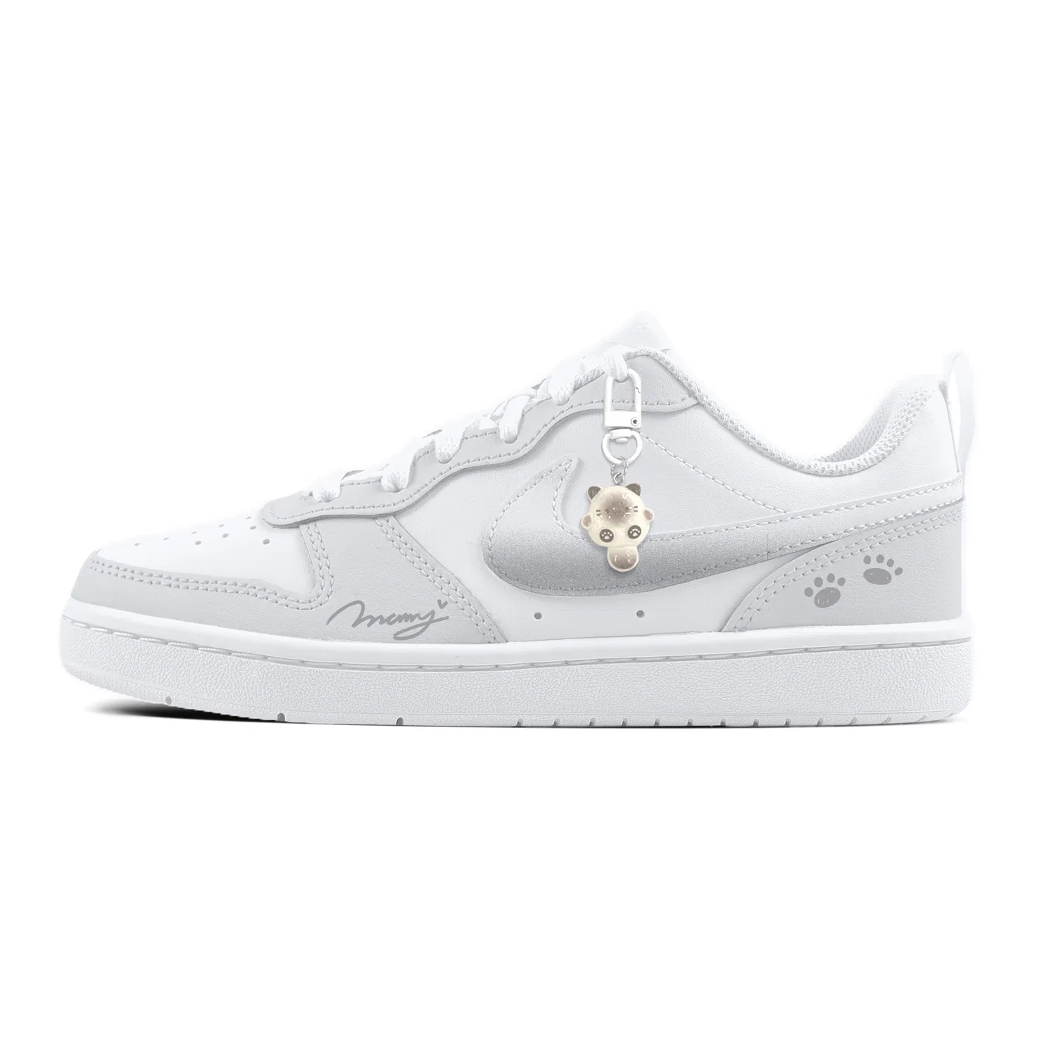 Детские кроссовки для скейтбординга с принтом котенка Nike Court Borough 2, Light Gray — фото 3