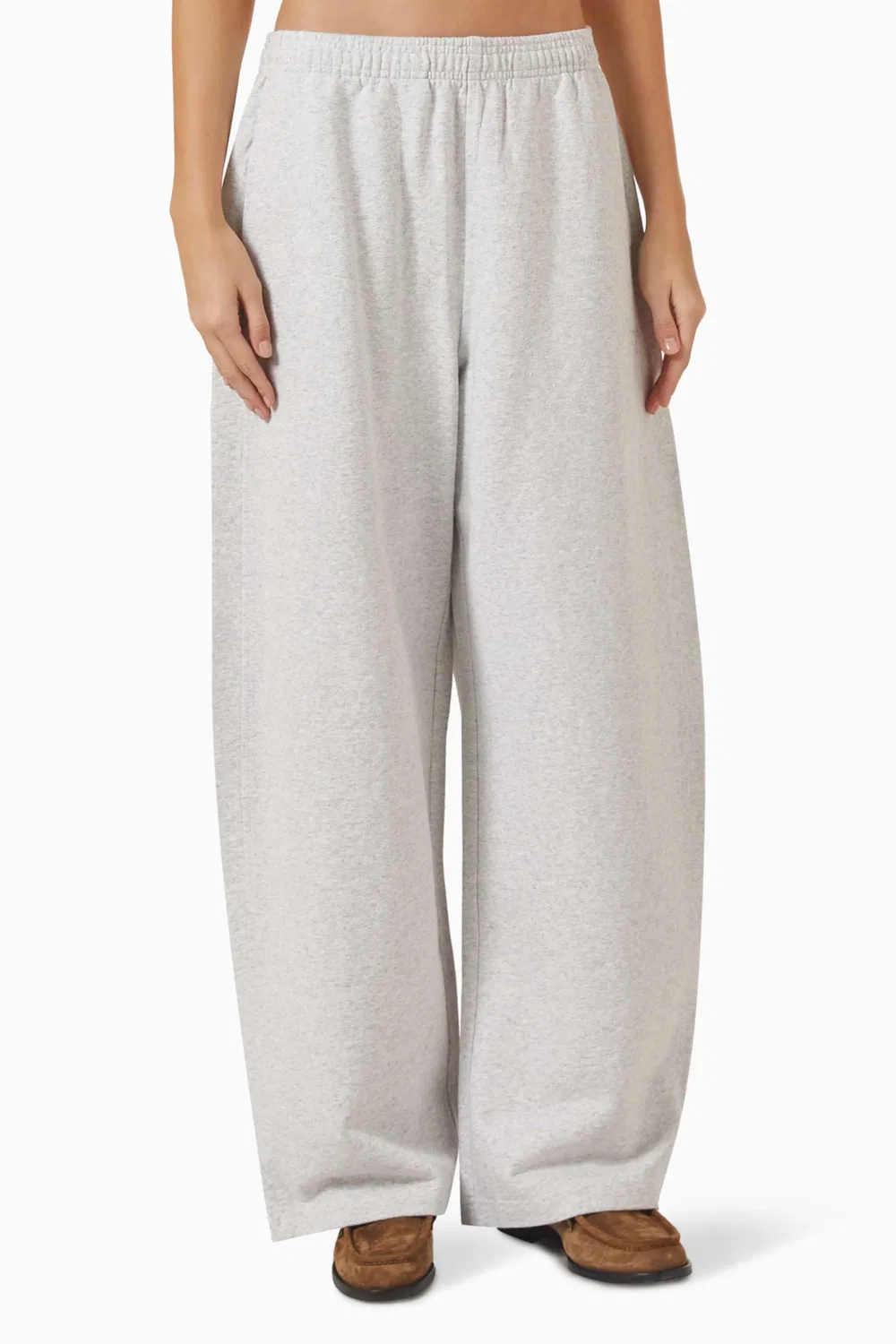 Брюки широкие хлопковые Crystal Alexander Wang, серый