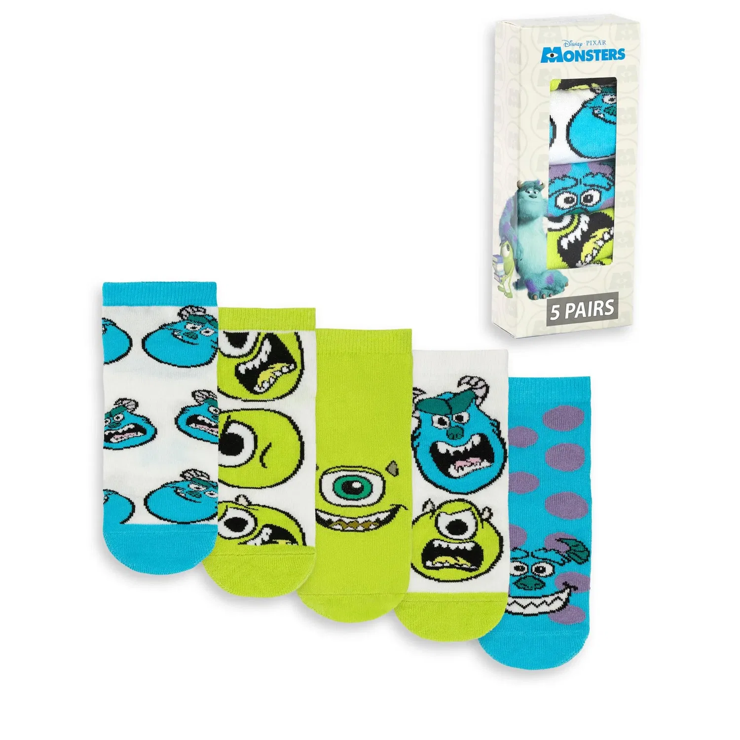 Носки детские 5 пар Monsters Inc, Disney, зеленый