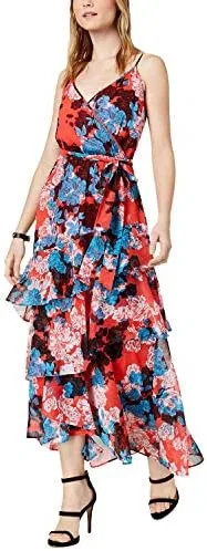 Женское макси-платье с рюшами Bar III, Multicolor Petals