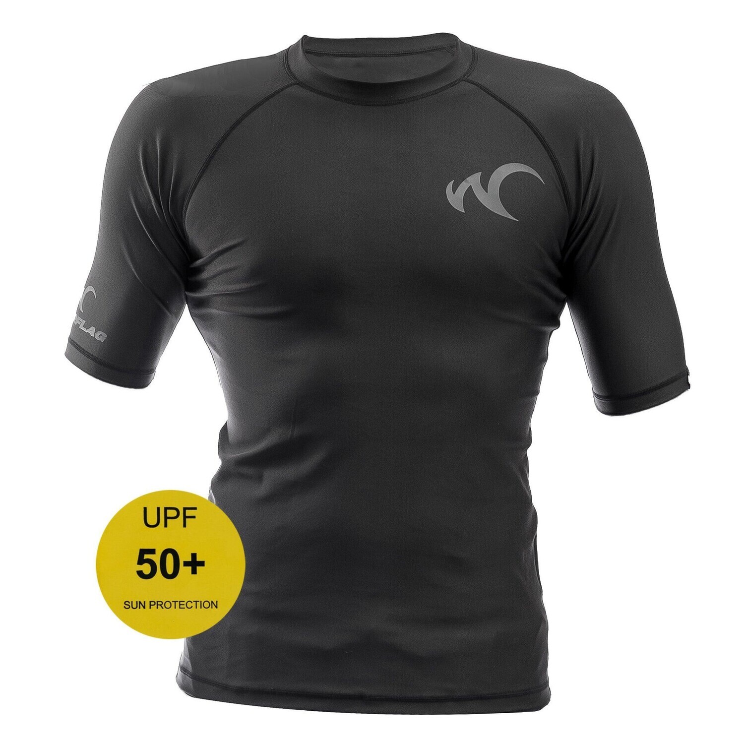 

Barcelona Bodyfit Rash Guard Устойчивость к УФ-излучению - Унисекс - Водонепроницаемая рубашка UPF50+ WATRFLAG, черный