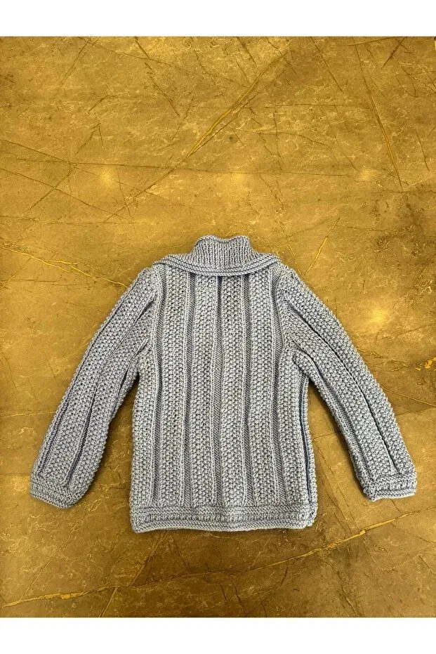 Детский кардиган для мальчиков в полоску Hand knitted tripe model Izelticaret, Gray — фото 2