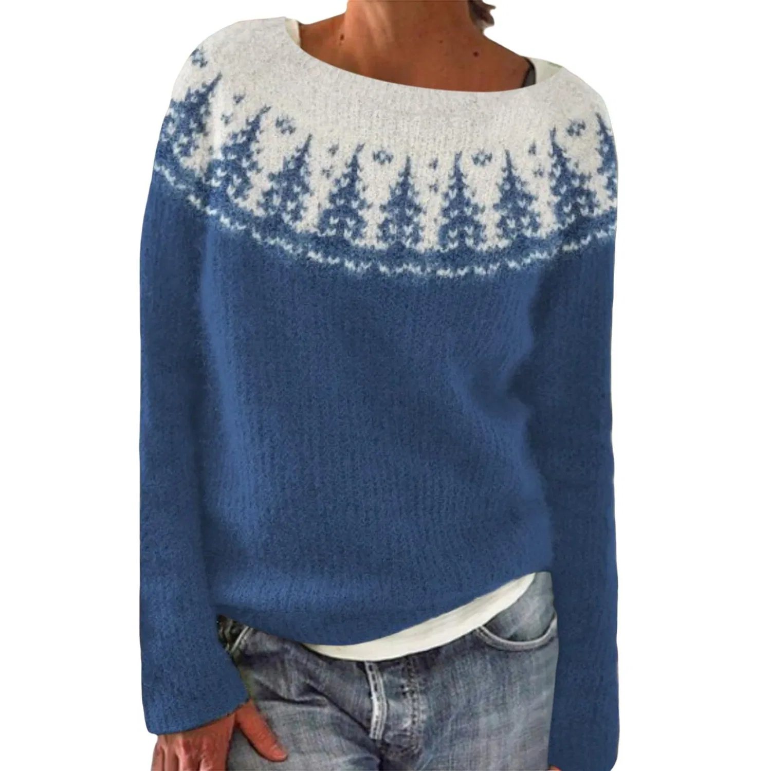 Женский свитер с жаккардовым узором Irish Sweater, 1-blue