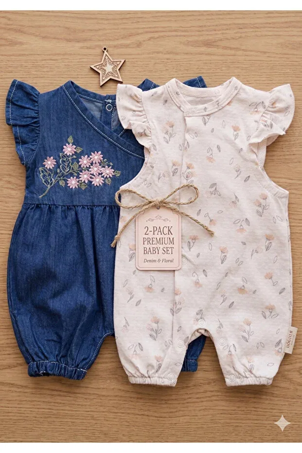 Детский комбинезон для девочек хлопковый Myzi Store, Dark Blue-Cream