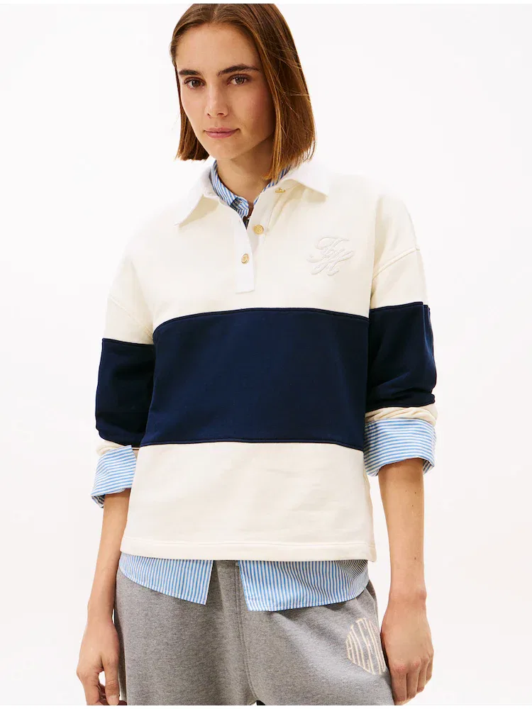 Женская лонгслив Rugby Sweatshirt TOMMY HILFIGER, Beige — фото 3