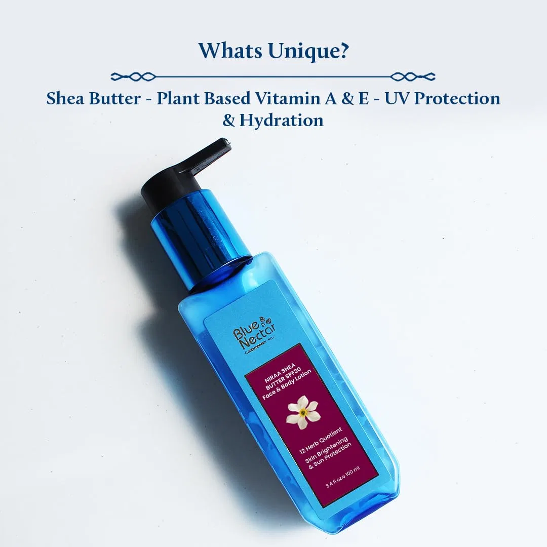 Солнцезащитный лосьон для тела Cocoa Butter Nargis Brightening Body Sunscreen Lotion SPF 30 PA++, Blue Nectar, 200 мл — фото 2