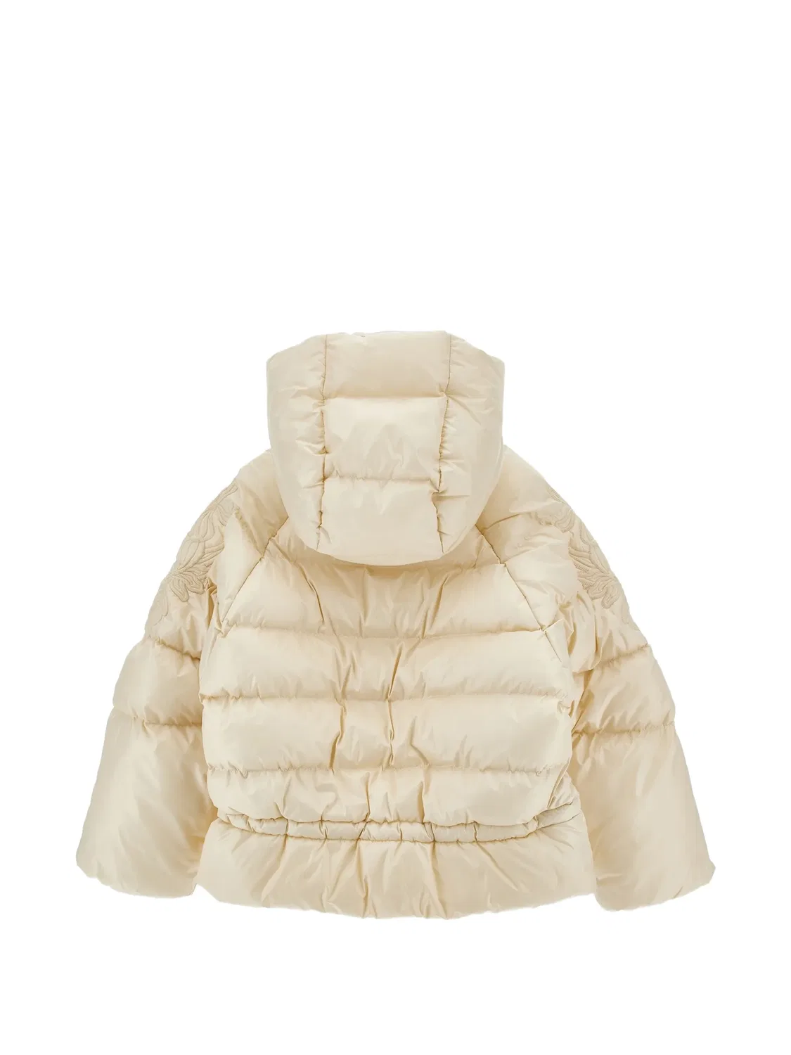 Вышитая пуховая куртка Ermanno Scervino Junior, нейтральные цвета — фото 2