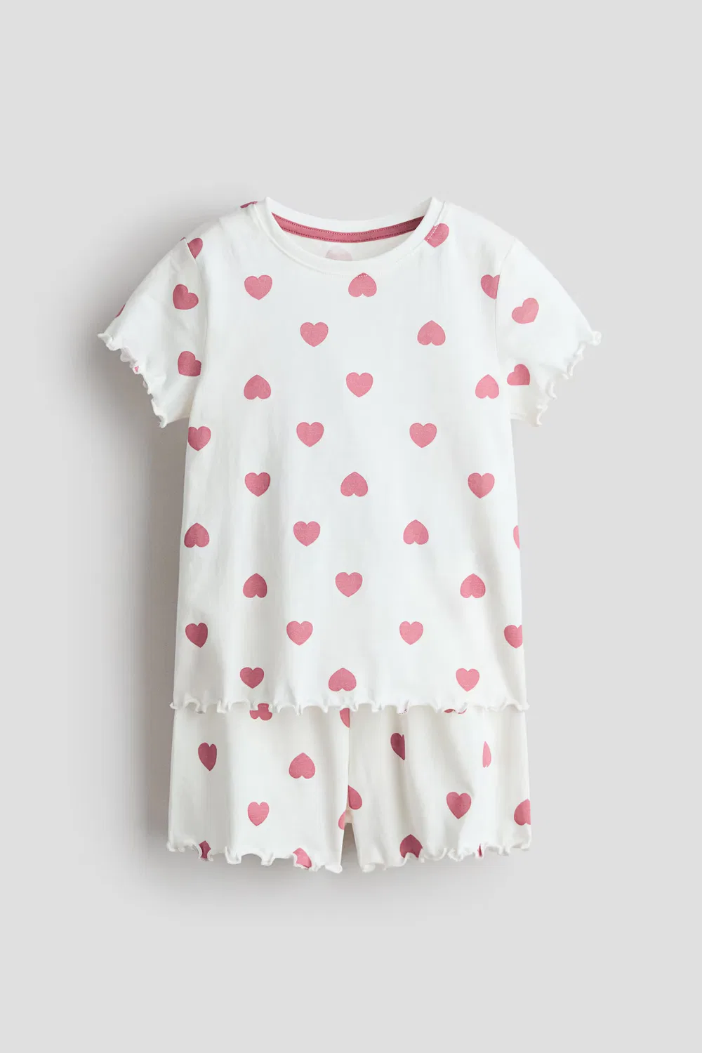 Хлопковая пижама H&M, Weiß/Rosa Herzen
