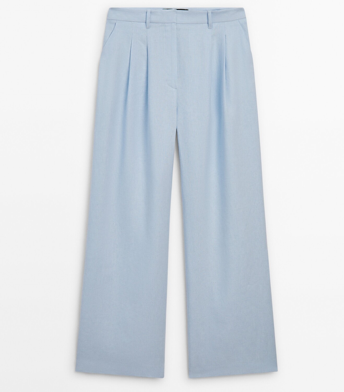 

Брюки Massimo Dutti 100% Linen Wide-leg With Darts, голубой