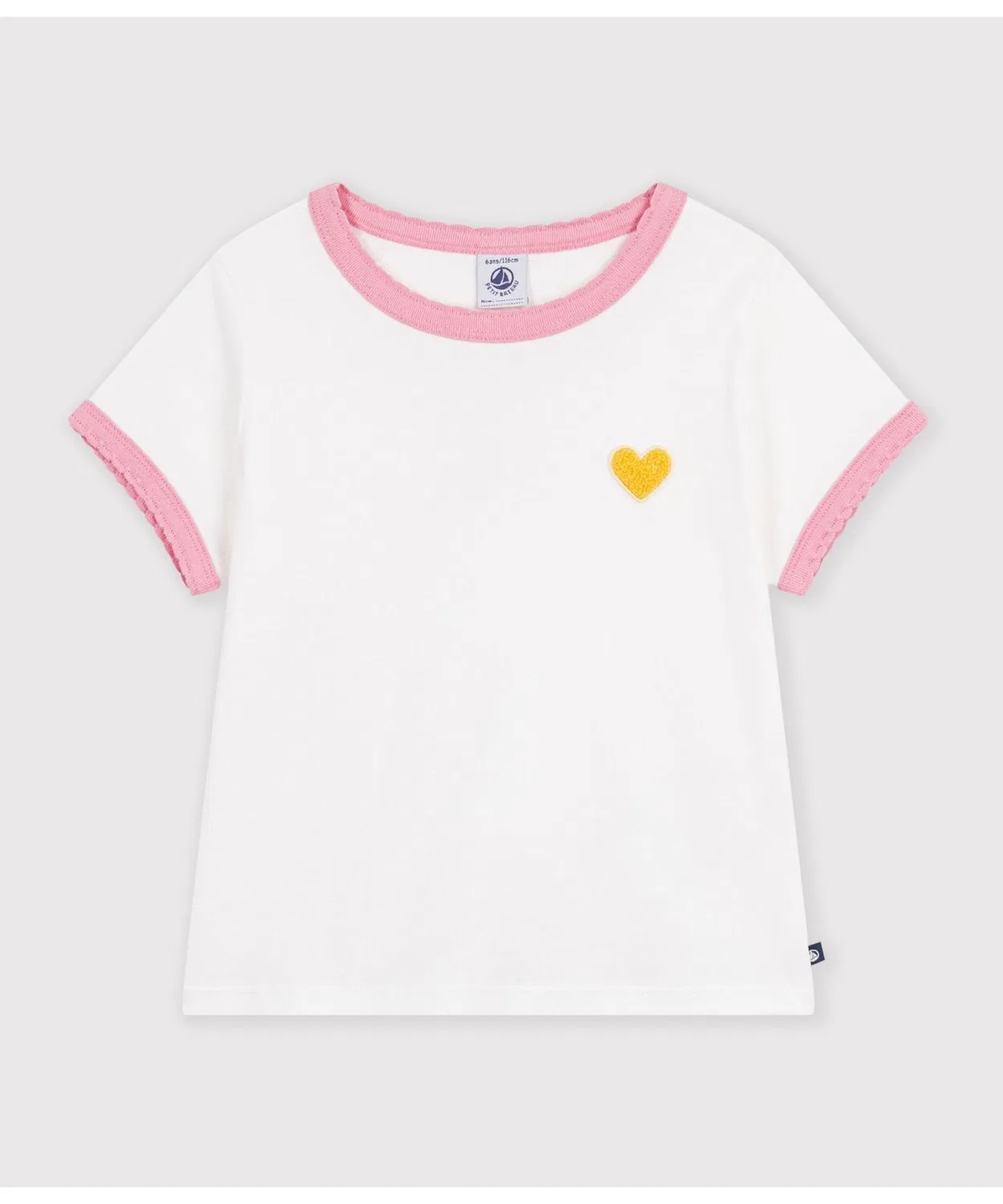 Детская футболка с длинным рукавомPoin Coquette PETIT BATEAU, Off White