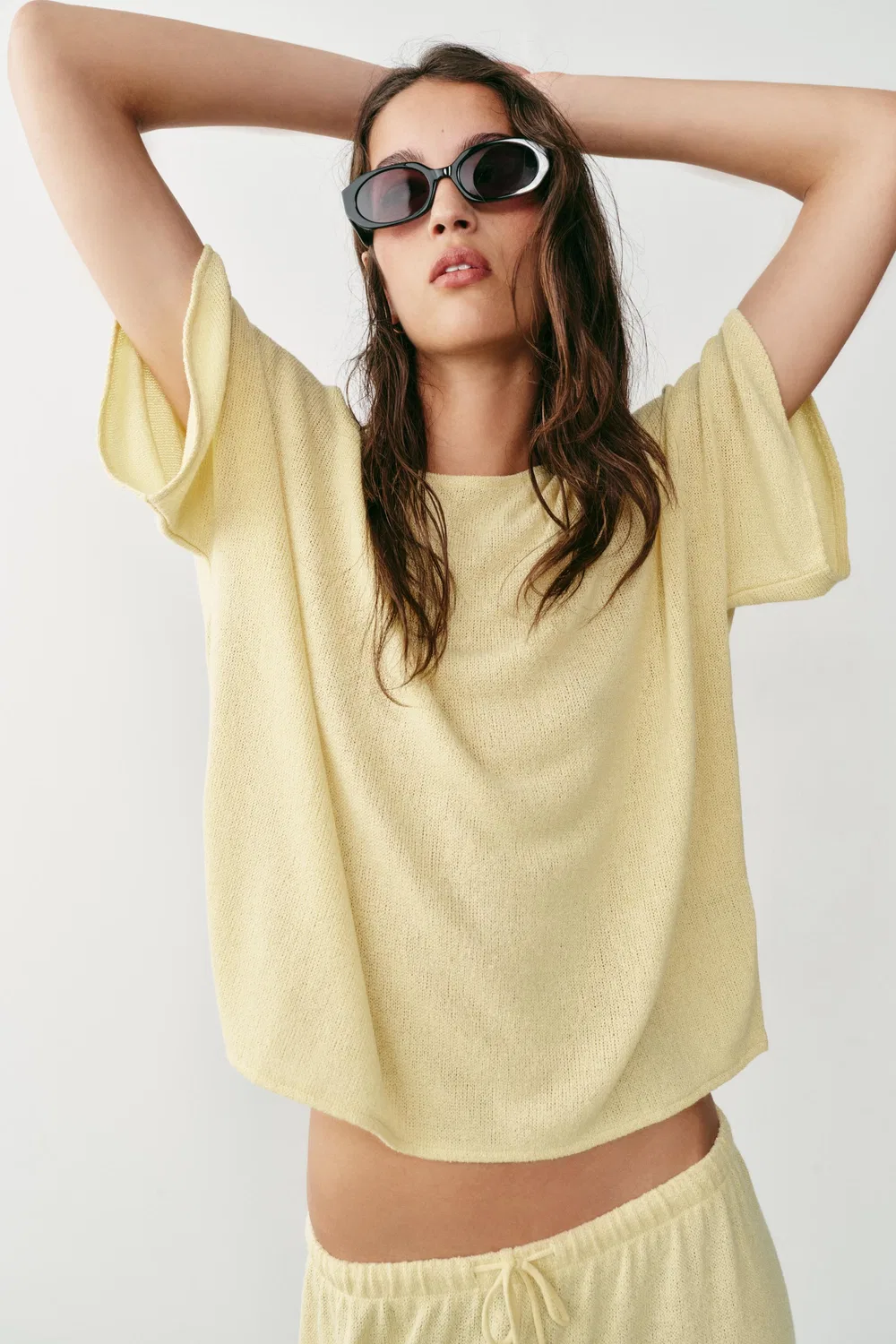 РУБАШКА С РУКАВАМИ-НАКИДКОЙ В СТИЛЕ РУСТИК ZARA, Light Yellow — фото 2